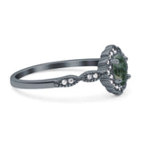 Art Deco Oval Natural Stone Floral Ring