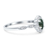 Art Deco Oval Natural Stone Floral Ring