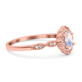 Art Deco Oval Natural Stone Floral Ring