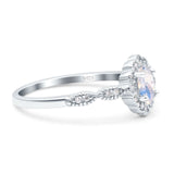 Art Deco Oval Natural Stone Floral Ring