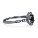 Art Deco Oval Natural Stone Floral Ring