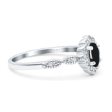 Art Deco Oval Natural Stone Floral Ring