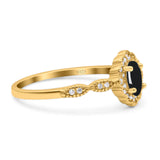 Art Deco Oval Natural Stone Floral Ring