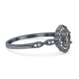 Art Deco Oval Natural Stone Floral Ring