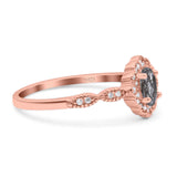 Art Deco Oval Natural Stone Floral Ring