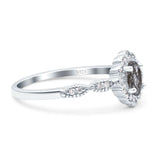 Art Deco Oval Natural Stone Floral Ring