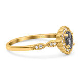 Art Deco Oval Natural Stone Floral Ring