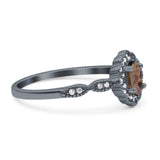 Art Deco Oval Natural Stone Floral Ring