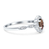 Art Deco Oval Natural Stone Floral Ring
