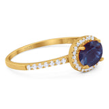 Art Deco Oval Natural Stone Solitaire Ring