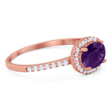 Art Deco Oval Natural Stone Solitaire Ring