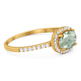 Art Deco Oval Natural Stone Solitaire Ring