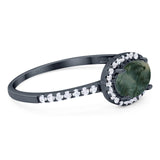 Art Deco Oval Natural Stone Solitaire Ring