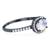 Art Deco Oval Natural Stone Solitaire Ring