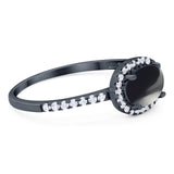 Art Deco Oval Natural Stone Solitaire Ring