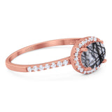 Art Deco Oval Natural Stone Solitaire Ring