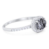 Art Deco Oval Natural Stone Solitaire Ring