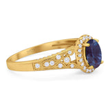 Vintage Style Oval Natural Stone Art Deco Ring