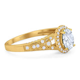 Vintage Style Oval Natural Stone Art Deco Ring