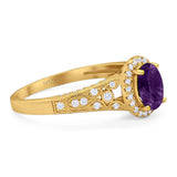 Vintage Style Oval Natural Stone Art Deco Ring