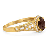 Vintage Style Oval Natural Stone Art Deco Ring