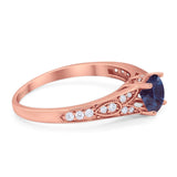 Art Deco Round Natural Stone Cathedral Ring