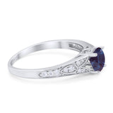 Art Deco Round Natural Stone Cathedral Ring