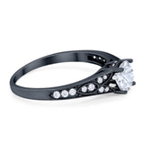 Art Deco Round Natural Stone Cathedral Ring