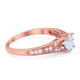 Art Deco Round Natural Stone Cathedral Ring