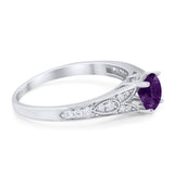 Art Deco Round Natural Stone Cathedral Ring