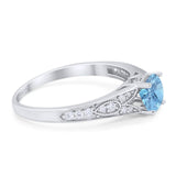 Art Deco Round Natural Stone Cathedral Ring