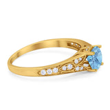 Art Deco Round Natural Stone Cathedral Ring