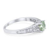Art Deco Round Natural Stone Cathedral Ring