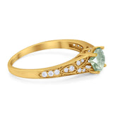 Art Deco Round Natural Stone Cathedral Ring