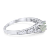 Art Deco Round Natural Stone Cathedral Ring
