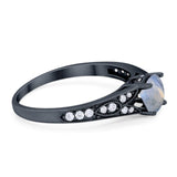Art Deco Round Natural Stone Cathedral Ring