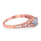 Art Deco Round Natural Stone Cathedral Ring
