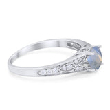 Art Deco Round Natural Stone Cathedral Ring