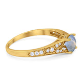 Art Deco Round Natural Stone Cathedral Ring
