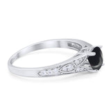 Art Deco Round Natural Stone Cathedral Ring