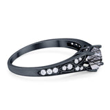 Art Deco Round Natural Stone Cathedral Ring