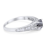 Art Deco Round Natural Stone Cathedral Ring