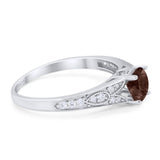 Art Deco Round Natural Stone Cathedral Ring