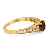 Art Deco Round Natural Stone Cathedral Ring