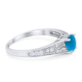 Art Deco Round Natural Stone Cathedral Ring