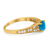 Art Deco Round Natural Stone Cathedral Ring