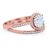 Two Piece Round Natural Stone Bridal Ring