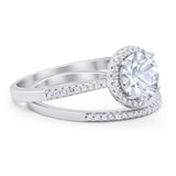 Two Piece Round Natural Stone Bridal Ring