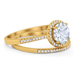 Two Piece Round Natural Stone Bridal Ring