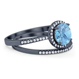 Two Piece Round Natural Stone Bridal Ring